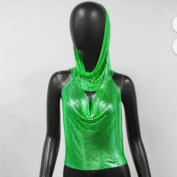 AKIRA Tops - GLISTENING RHINESTONE MESH TOP IN Chainmail Top